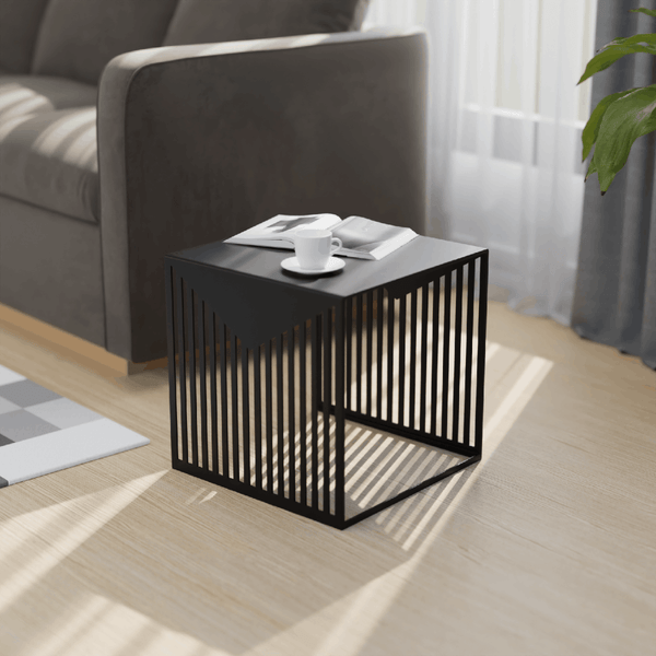 Leisure Mod Cisco Modern Square Steel Side Table With Powder Coated Finish