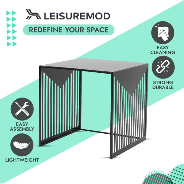 Leisure Mod Cisco Modern Square Steel Side Table With Powder Coated Finish