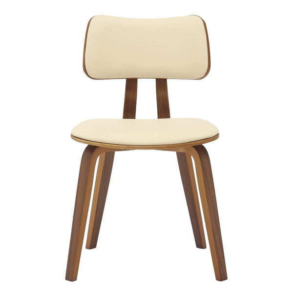 Leisure Mod Clivo Modern Wooden Dining Chair Upholstered In Leather With Walnut Color Frame