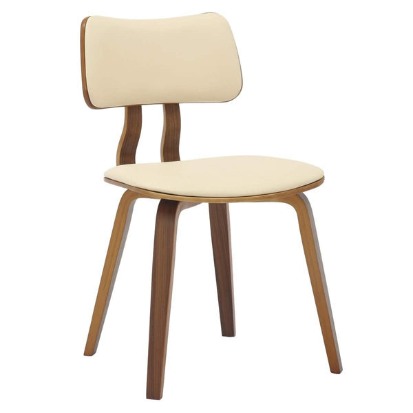 leisure mod Clivo Modern Wooden Dining Chair Upholstered in Leather With Walnut Color Frame