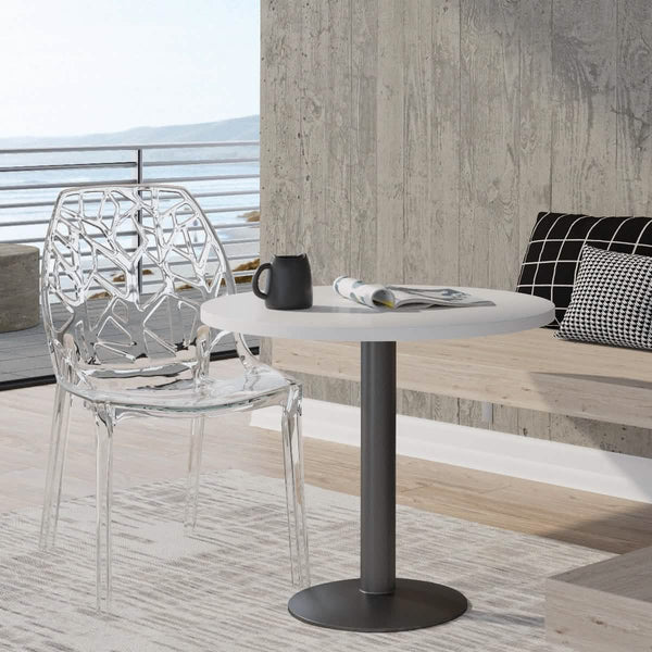 Leisure Mod Cornelia Modern ABS Plastic Stackable Dining Chair With Cut-Out Tree Design