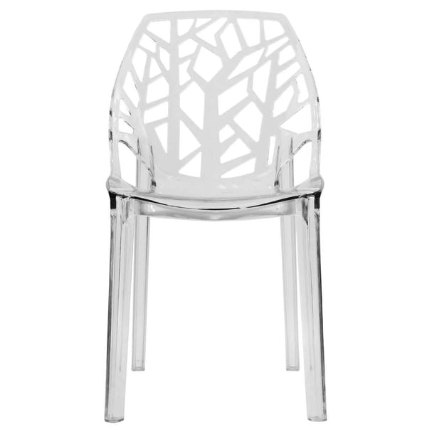 Leisure Mod Cornelia Modern ABS Plastic Stackable Dining Chair With Cut-Out Tree Design