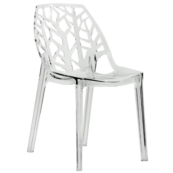 leisure mod Cornelia Modern ABS Plastic Stackable Dining Chair with Cut-Out Tree Design
