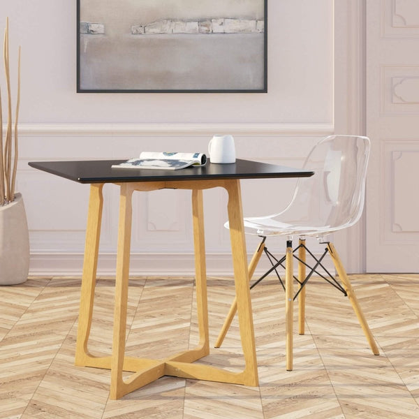 Leisure Mod Cresco Modern Dining Side Chair In Curved Back Design With Multiple Base Options: Wood Acrylic Chrome & Gold Eiffel Design