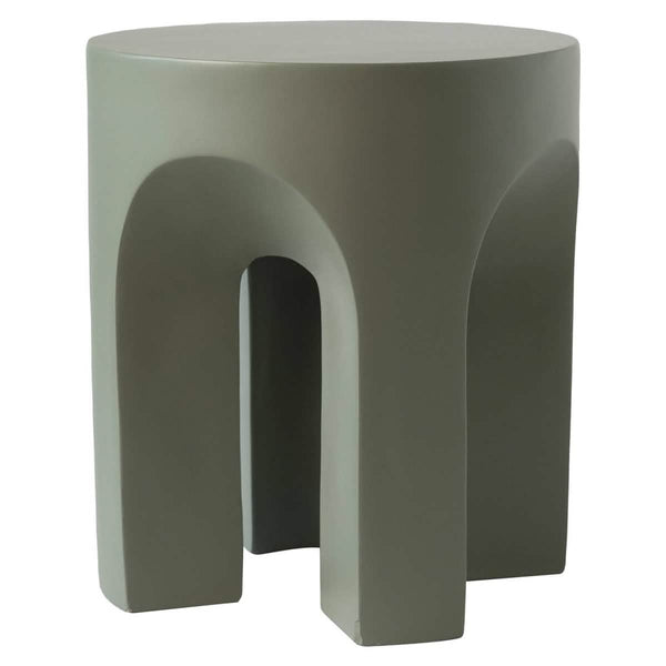 leisure mod Crus Fiberstone Outdoor Side Table With Arched Base Design leisure mod Crus Fiberstone Outdoor Side Table With Arched Base Design