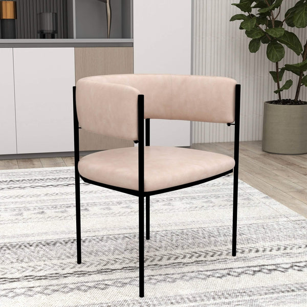 Leisure Mod Cyril Dining Chair In Leather Or Velvet With Open Back Design And Powder-Coated Iron Frame