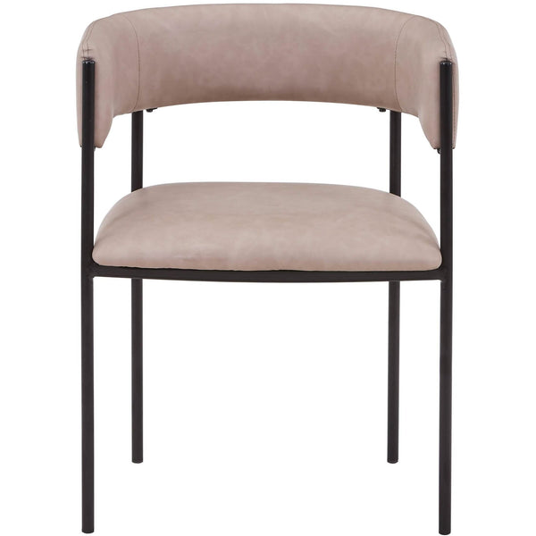 Leisure Mod Cyril Dining Chair In Leather Or Velvet With Open Back Design And Powder-Coated Iron Frame