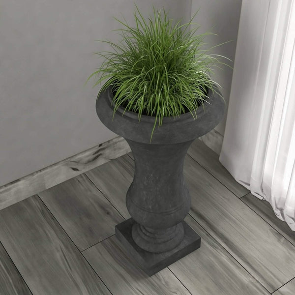 Leisure Mod Daisy Fiberstone And Clay Urn Planter With Drainage Holes For Indoor And Outdoor