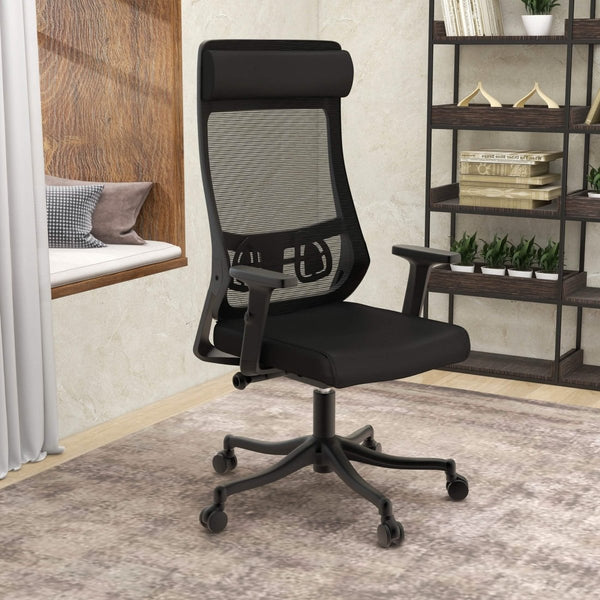 Leisure Mod Dale Adjustable Upholstered Office Chair With Mesh Back