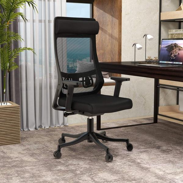 Leisure Mod Dale Adjustable Upholstered Office Chair With Mesh Back