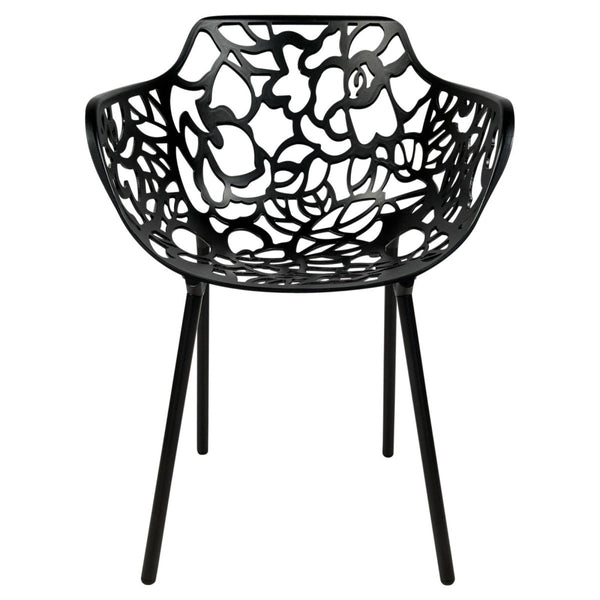 Leisure Mod Devon 3-Piece Patio Dining Set: Aluminum Table With Glass Top & 2 Flower Arm Chairs