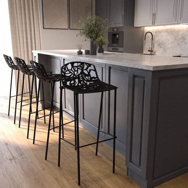 Leisure Mod Devon Aluminum Indoor Outdoor Bar Stool With Powder Coated Frame And Footrest