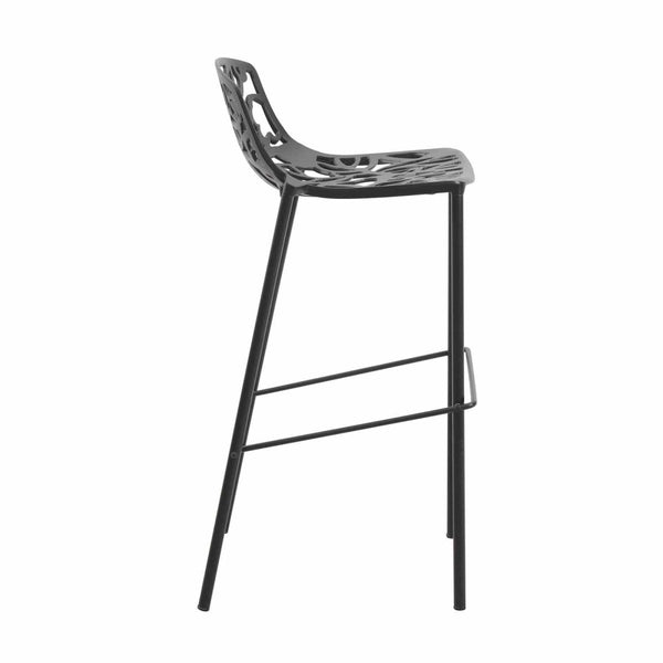 Leisure Mod Devon Aluminum Indoor Outdoor Bar Stool With Powder Coated Frame And Footrest