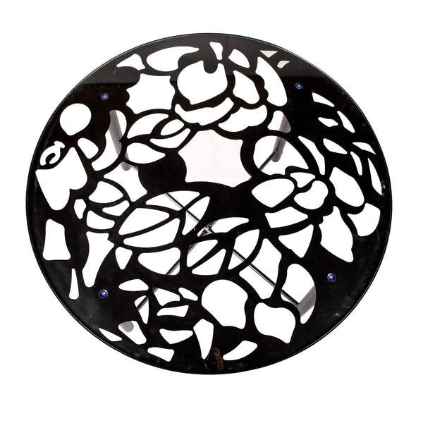 Leisure Mod Devon Tree Design Glass Top Aluminum Base Indoor Outdoor 47.25" Dining Table