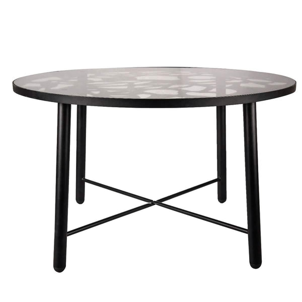 leisure mod Devon Tree Design Glass Top Aluminum Base Indoor Outdoor 47.25" Dining Table