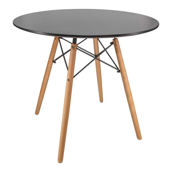 Leisure Mod Dover 3-Piece Dining Set With Round Black MDF Top Bistro Table And 2 Plastic Chairs