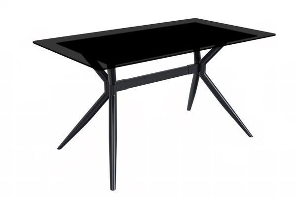 leisure mod Elega Rectangular Dining Table with Sintered Stone/Glass Rectangular Top and Black Stainless Steel Base