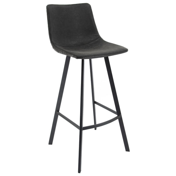 Leisure Mod Elland 5-Piece Bar-Height Dining Set With Round MDF Bar Table And Leather Bar Stools
