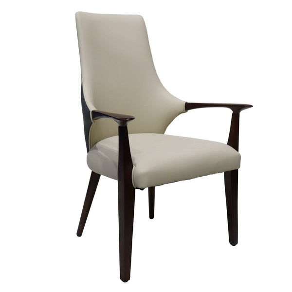 leisure mod Elm Collection Modern Wooden Dining Arm Chair Upholstered Seat in Lather with Ash Wood Base leisure mod Elm Collection Modern Wooden Dining Arm Chair Upholstered Seat in Lather with Ash Wood Base