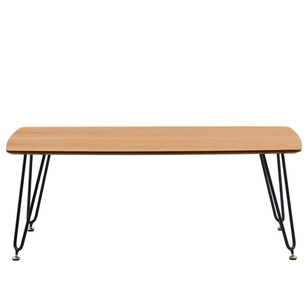 Leisure Mod Elmwood Rectangular Coffee Table With Ash Wood Tabletop In Iron