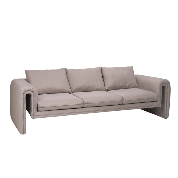 leisure mod Ely Three-Seater Sofa Upholstered in Linen with Iron Frame and Removable Cushions leisure mod Ely Three-Seater Sofa Upholstered in Linen with Iron Frame and Removable Cushions
