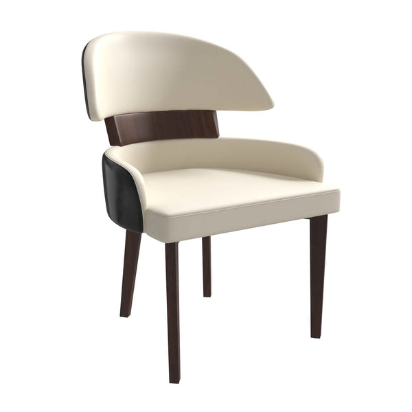 leisure mod Ethos Leather Dining Chairs with Curved Open Back in Rubberwood