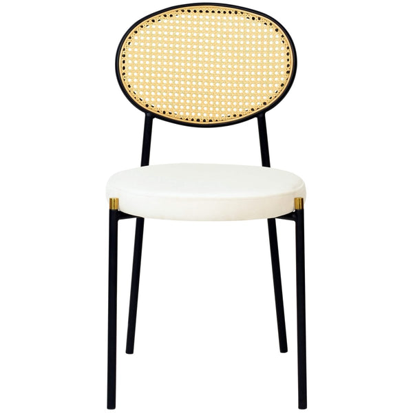 Leisure Mod Euston Modern Upholstered Dining Chair With Round Wicker/Velvet Back Style