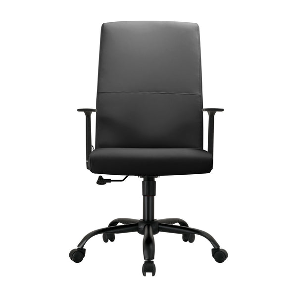 Leisure Mod Evander Leather Office Chair In Aluminum With Adjustable Height And Swivel