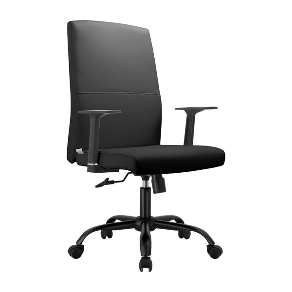 leisure mod Evander Leather Office Chair in Aluminum with Adjustable Height and Swivel