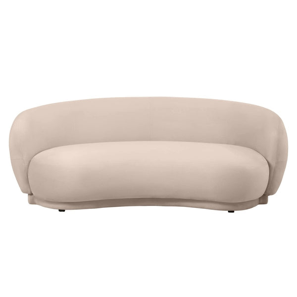Leisure Mod Faze 3-Seater Velvet Sofa With Curved Backrest And Pine Wood Base