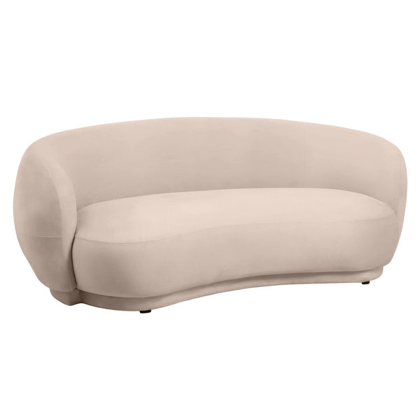 leisure mod Faze 3-Seater Velvet Sofa with Curved Backrest and Pine Wood Base