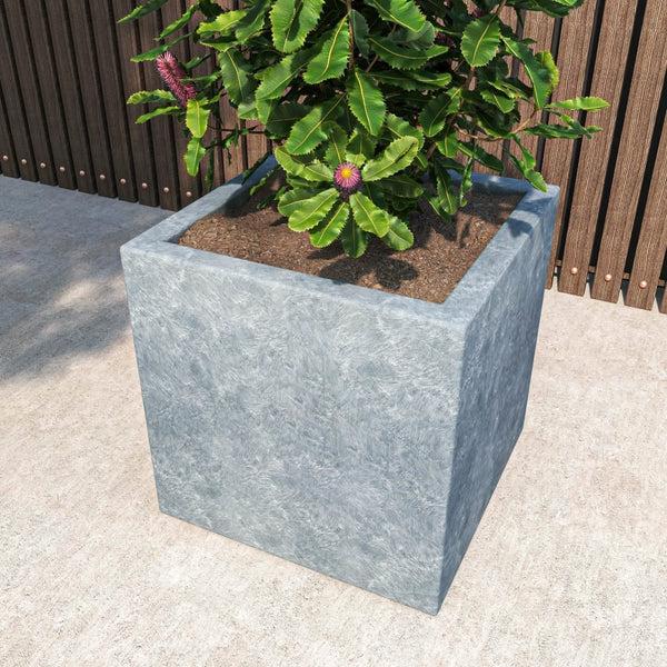 Leisure Mod Fern Fiberstone And MGO Clay Mid-Century Modern Square Planter Pot For Indoor And Outdoor
