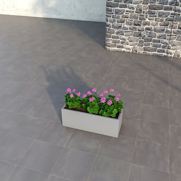 Leisure Mod Flora Modern Rectangular Planter Pot In Fiberstone And Clay Weather Resistant Design In Grey