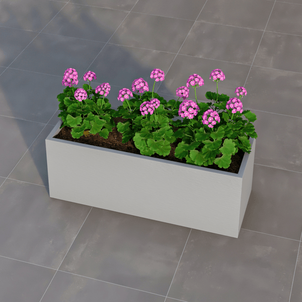Leisure Mod Flora Modern Rectangular Planter Pot In Fiberstone And Clay Weather Resistant Design In Grey