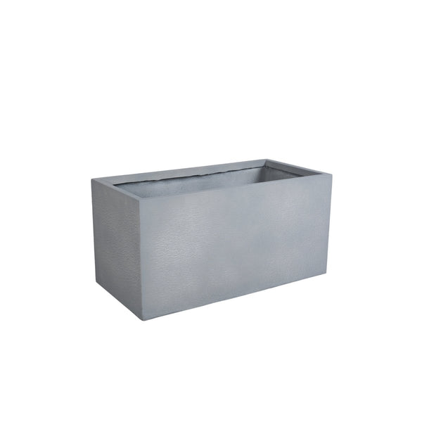 leisure mod Flora Modern Rectangular Planter Pot in Fiberstone and Clay Weather Resistant Design in Grey