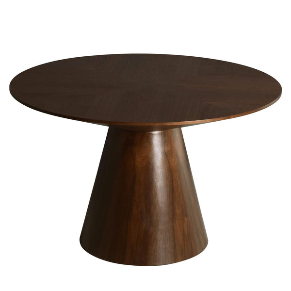 leisure mod Fynix 47” Round Dining Table with Ash Wood Veneer Top and Pedestal Base