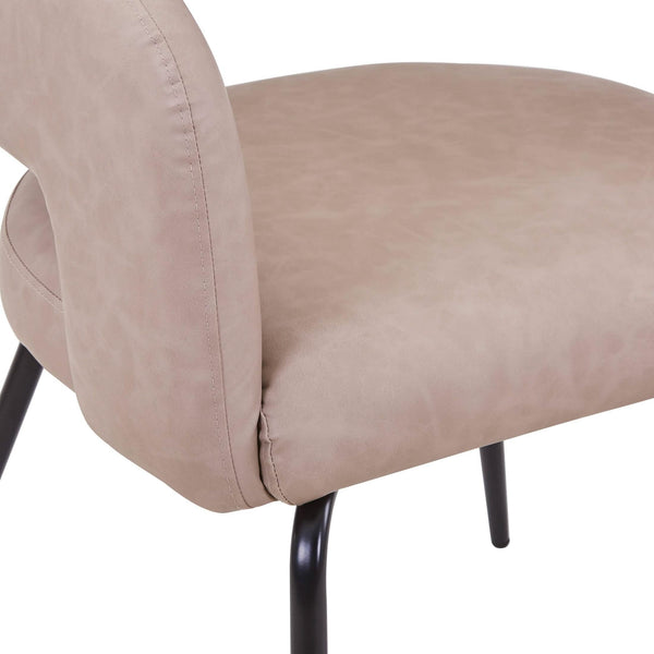 Leisure Mod Gavin Dining Chair Upholstered In Leather/Velvet With Open Curved Backrest In Black Iron