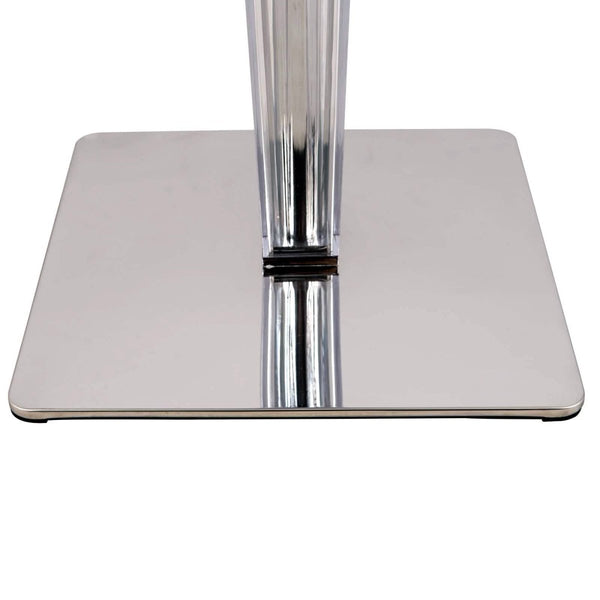 Leisure Mod Glen Square Dining Table With A Square MDF Tabletop In Acrylic And Chrome Metal Base