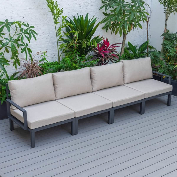 Leisure Mod Hamilton 4-Piece Patio Chair Upholstered In Polyester And Powder Coated Aluminum Frame