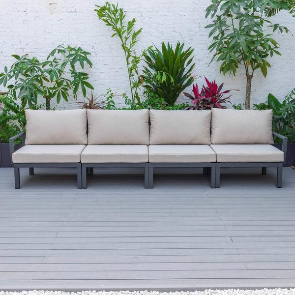 Leisure Mod Hamilton 4-Piece Patio Chair Upholstered In Polyester And Powder Coated Aluminum Frame