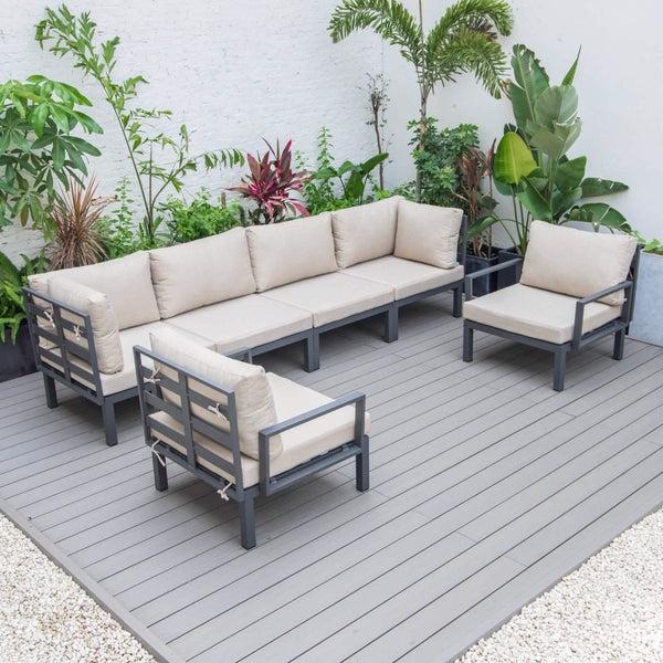 Leisure Mod Hamilton 6-Piece Aluminum Patio Conversation Set With Cushions