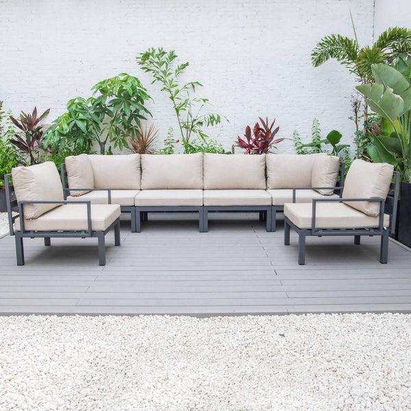 Leisure Mod Hamilton 6-Piece Aluminum Patio Conversation Set With Cushions