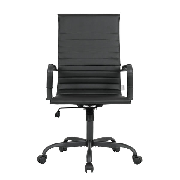 Leisure Mod Harris Leather High-Back Adjustable Office Conference Chair With Armrests