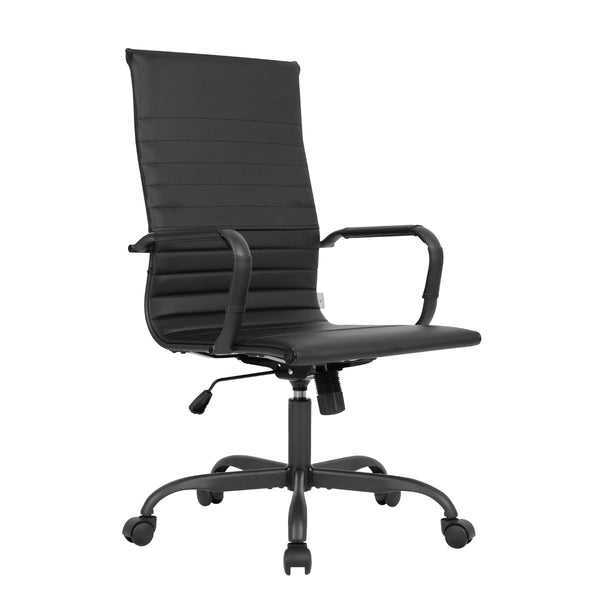 leisure mod Harris Leather High-Back Adjustable Office Conference Chair with Armrests
