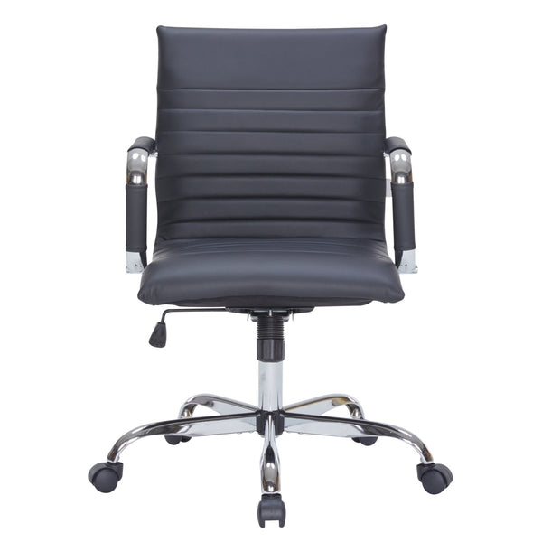 Leisure Mod Harris Mid-Back Leather Adjustable Office Conference Chair With Armrests