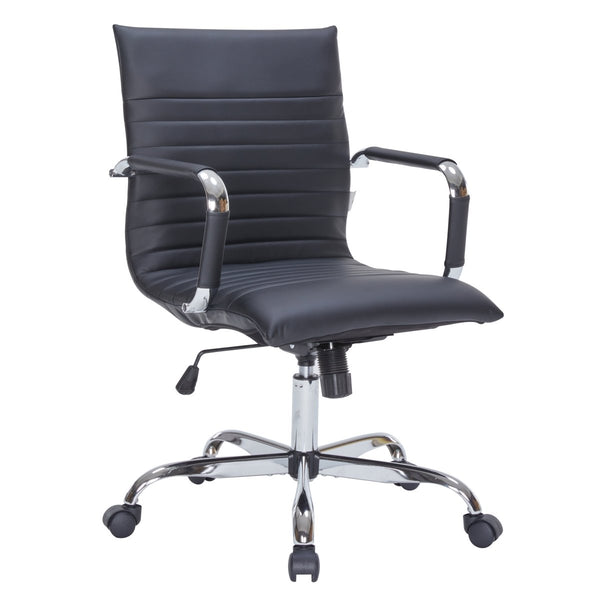 leisure mod Harris Mid-Back Leather Adjustable Office Conference Chair with Armrests