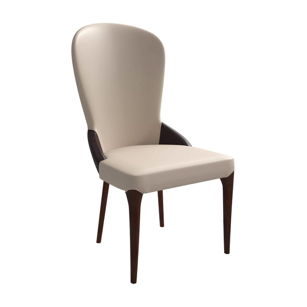leisure mod Havana Leather Dining Chair with a Two-Tone Color Design and Rubberwood Legs