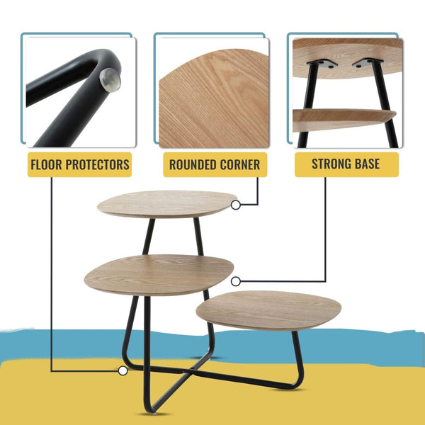 Leisure Mod Hazelton Multi-Top End Tables With Manufactured Wood Top And Powder Coated Steel Frame