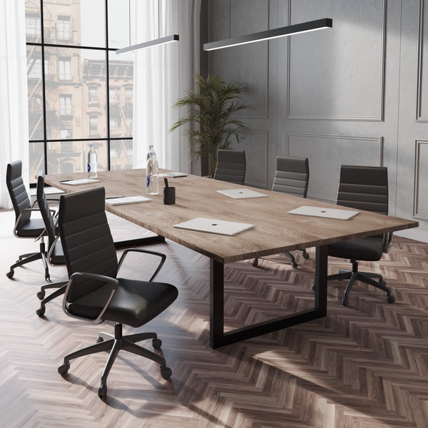 Leisure Mod Hilton High-Back Leather Office Chair Adjustable Seat Height In Nylon