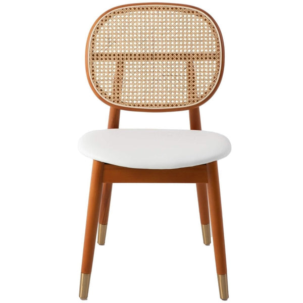 Leisure Mod Holbeck Wicker Dining Chair With Upholstered Leather Seat And Beech Wood Legs